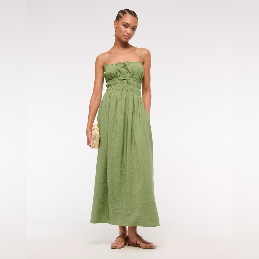 Abercrombie Smocked Tie-Front Maxi Dress